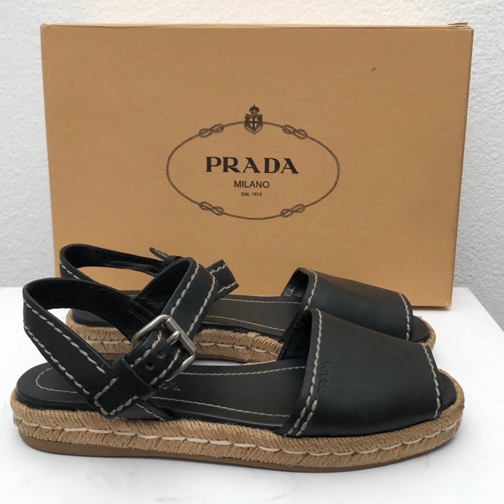 Prada leather espadrilles